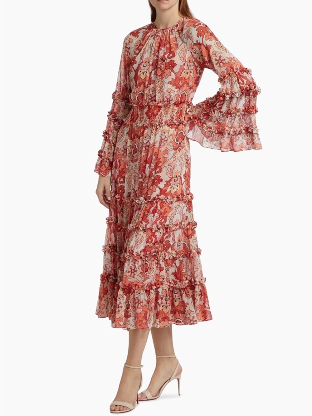 CINQ A SEPT Sunnina Damask Midi Dress 14